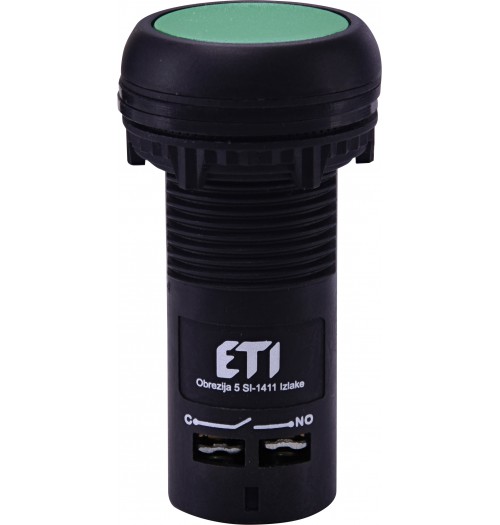 Mygtukas nefiksuojamas ETI ECF-10-G 1NO žalias (M22)