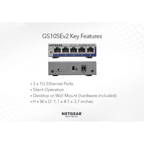 Tinklo komutatorius NETGEAR 5-port Gigabit GS105E-200PES