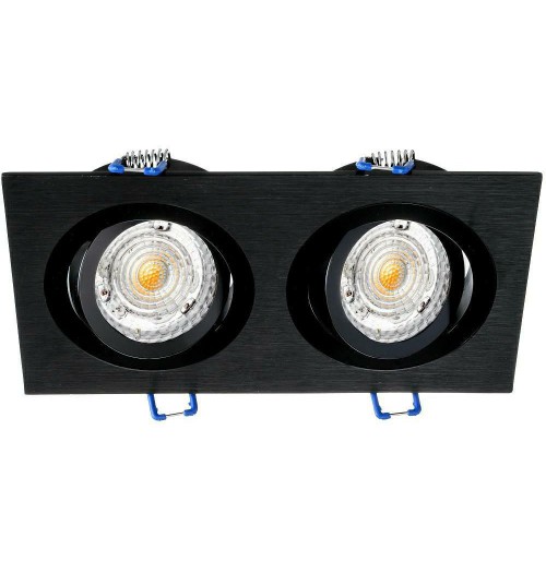 Įleidžiamas šviestuvas 2xGU10 JOTA K/2 šlifuotas juodas pagrindas / blizgus juodas žiedelis