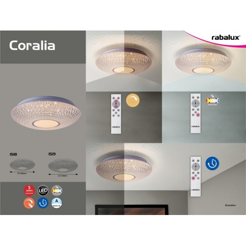 Šviestuvas Rabalux 1519 CORALIA LED 72W 3000-6500K 0-5728lm, 510mm
