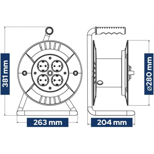 Ilgiklis-ritė 20 m 4 lizdų IP44 (3x1.5mm² kabelis) HOROZ Electric
