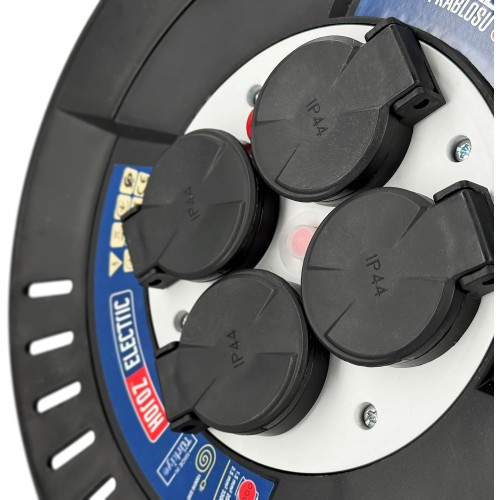 Ilgiklis-ritė 50 m 4 lizdų IP44 (3x2.5mm² kabelis) HOROZ Electric