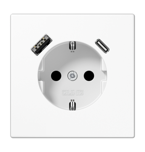 Kištukinis lizdas su įž. ir USB A+C krovimo lizdais Jung LS990 baltos sp. LS1520-15CAWW