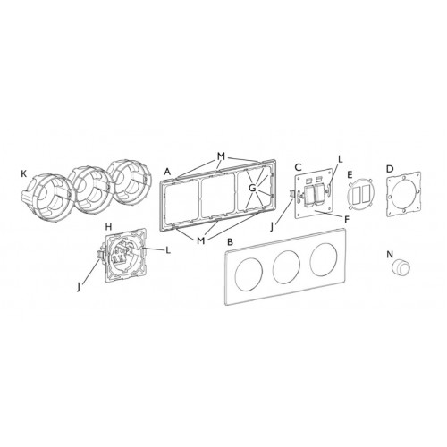 1xRJ45 lizdo apdaila modulinė Varilight COLTON, šlifuotas žalvaris