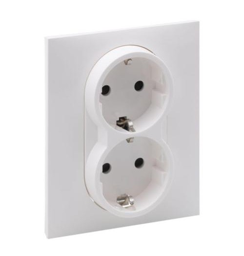 Kištukinis lizdas su įž. ir sklende 2 vietų Legrand SUNO, balta sp.