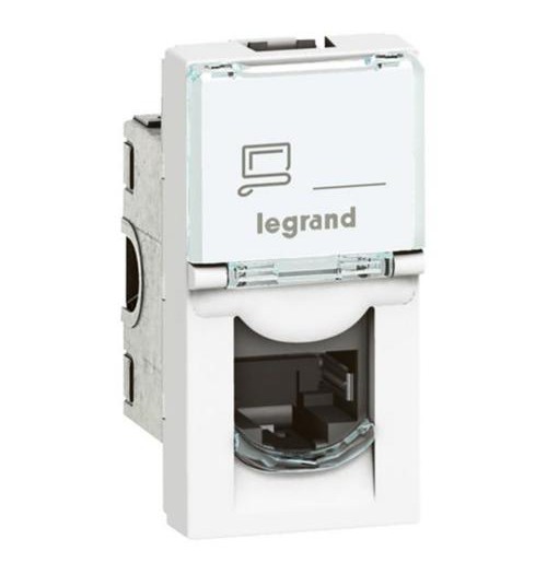 1xRJ45 Cat6 UTP lizdas Legrand Mosaic, 22.5mm, 45x45mm lizdų sistemoms