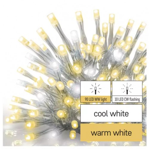 EMOS CONNECT girlianda - varvekliai 100LED 2.5m IP44 šiltai balta / mirksinti šaltai balta D1CN01 / ZY2002