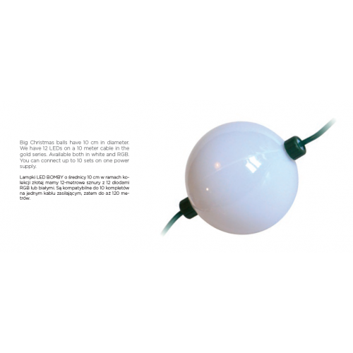 POLAMP girlianda - dideli burbulai 12LED 12m IP44 šaltai balta