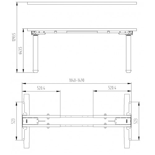 Elektra valdomos reguliuojamo aukščio stalo kojos - stačiakampės, baltos sp. (3 pakopų - 64-129 cm)