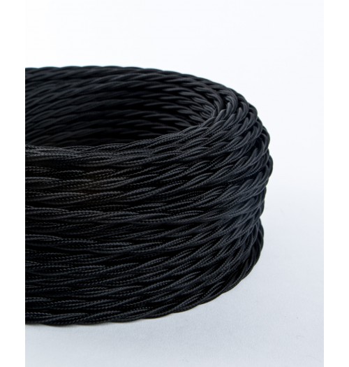 Šviestuvo kabelis medžiagine izoliacija 2x0.75mm² juodas, pintas