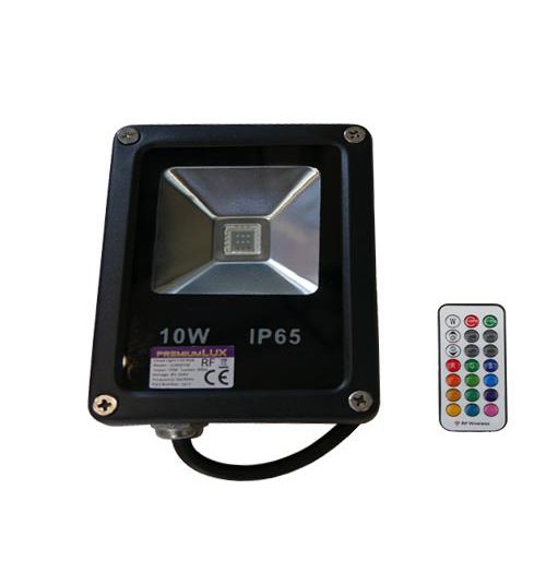 Prožektorius RGB LED Premium Lux 10W su RF pulteliu