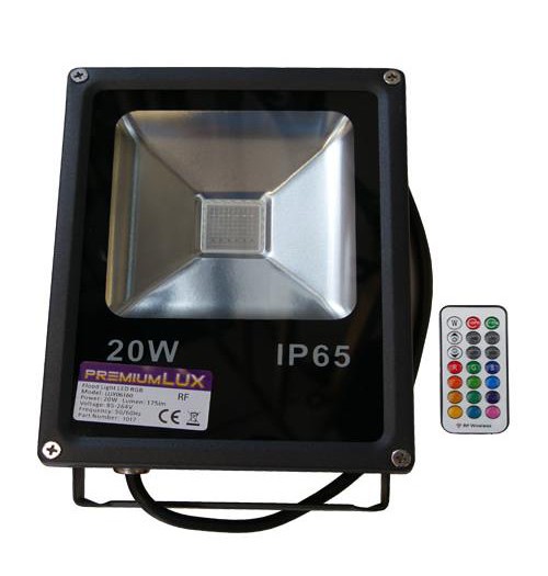 Prožektorius RGB LED Premium Lux 20W su RF pulteliu
