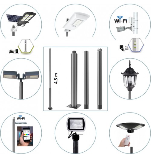 Surenkama karštai cinkuota apšvietimo atrama 3000 mm - komplektas su pamato konstrukcija