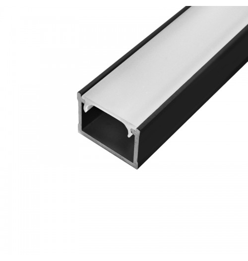 Paviršinis LED juostų profilis SURFACE MAX, anoduotas juoda sp., 2m