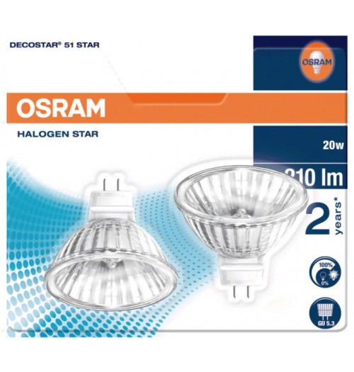 Halogeninė lemputė Osram DECOSTAR GU5.3/MR16 12V 20W, 2 vnt. pakuotė