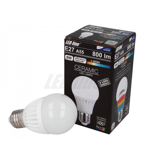 Lemputė LEDLINE E27 A55 8W 4000K 800lm keraminė