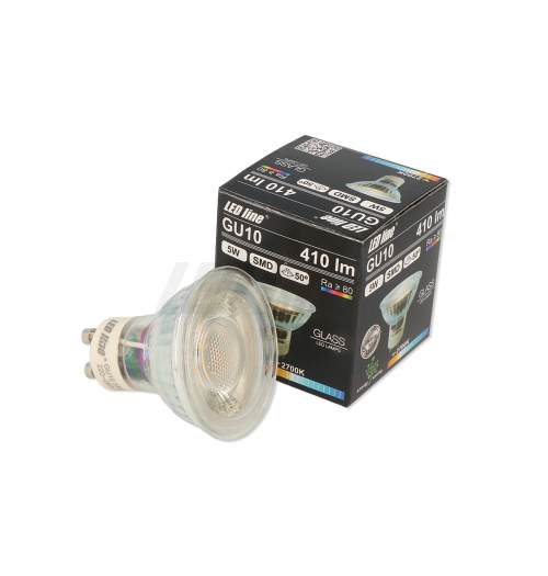 Lemputė LEDLINE GU10 5W 2700K stiklinė