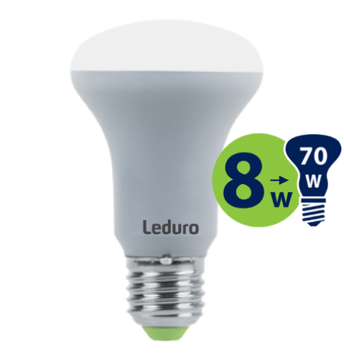 Lemputė LEDURO LED E27 R63 8W 3000K 700lm