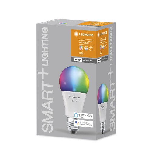 Lemputė OSRAM SMART+ RGB+CCT E27 9W, valdoma per Wi-Fi, Google Assistant, Alexa