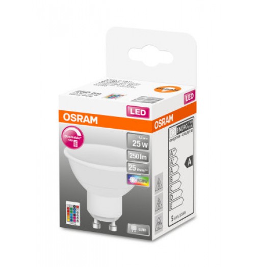 Lemputė OSRAM LED STAR RGB+WW GU10 4.5W, valdoma pulteliu