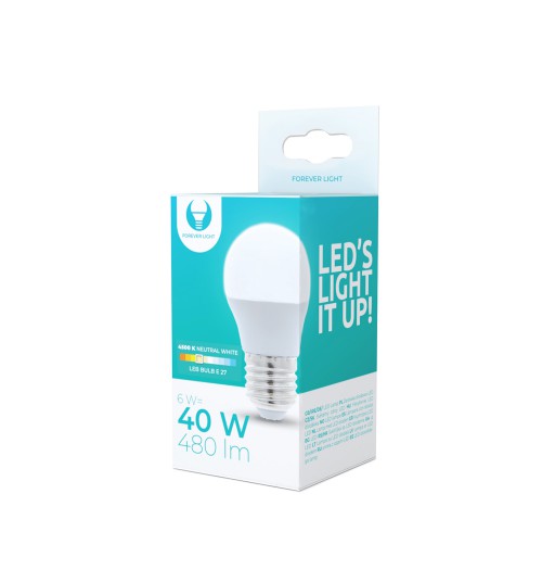 Lemputė Forever Light E27 P45 6W 4500K 480lm