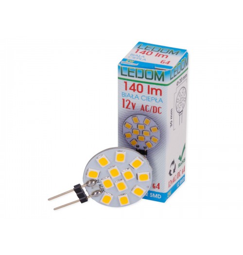 Lemputė LEDOM LED G4 2W 3000K 140lm plokščia (12V AC/DC)