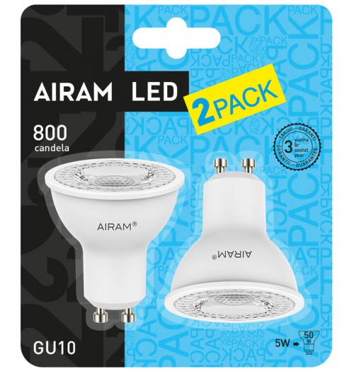 Lemputė AIRAM LED GU10 5W 2800K 2PACK