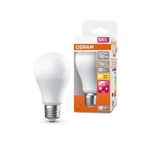 Lemputė OSRAM SUPERSTAR+ LED E27 A60 8.8W 2700K 806lm su judesio davikliu