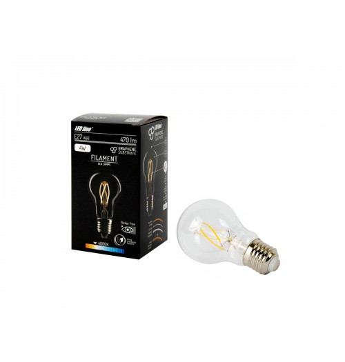 Lemputė LEDLINE E27 A60 4W 4000K 470lm, filamentinė
