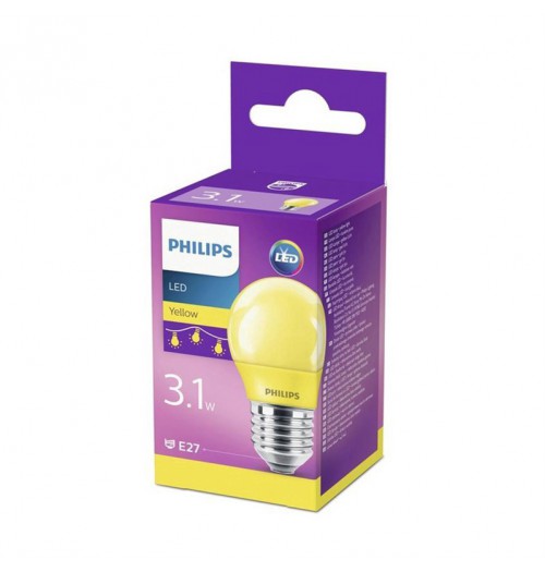 Lemputė LED E27 G45 3.1W geltona Philips