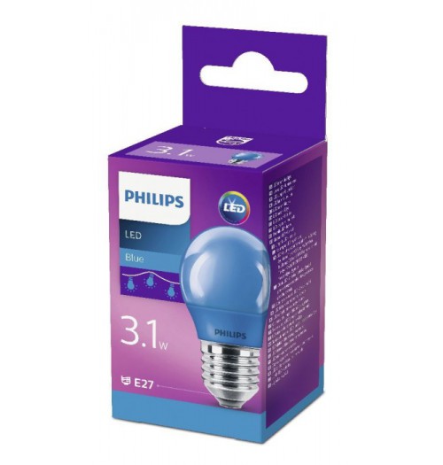 Lemputė LED E27 G45 3.1W mėlyna Philips