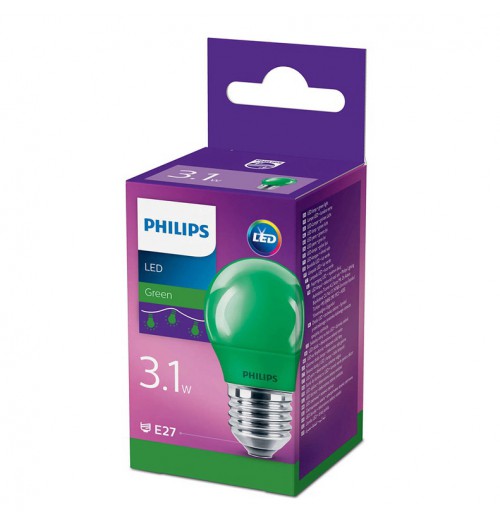 Lemputė LED E27 G45 3.1W žalia Philips