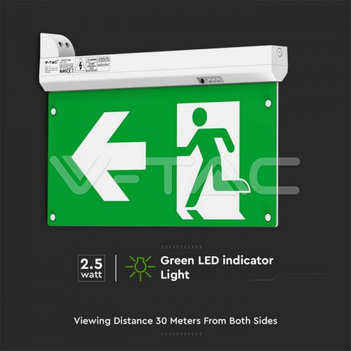 Evakuacinis šviestuvas V-TAC VT-995, LED, 2.5W, 3 val., IP20, 4 montavimo būdai