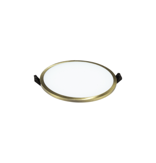 LED panelė LPSR 16W 3000K IP44 įleidžiama apvali (žalvario sp. rėmelis)