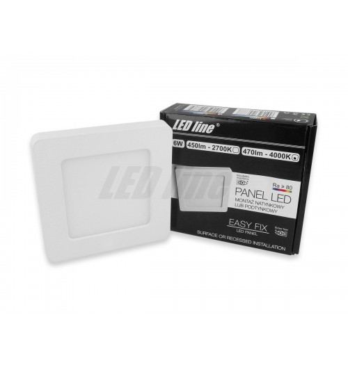 LED panelė LEDLINE EASYFIX 6W 4000K įleidžiama/virštinkinė kvadratinė