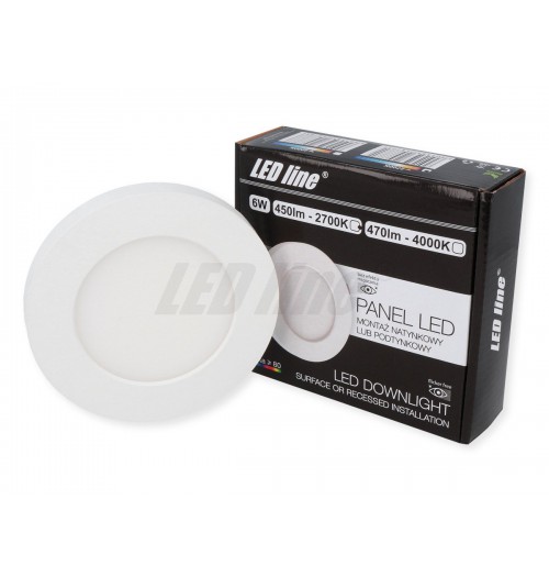 LED panelė LEDLINE EASYFIX 6W 2700K įleidžiama/virštinkinė apvali 