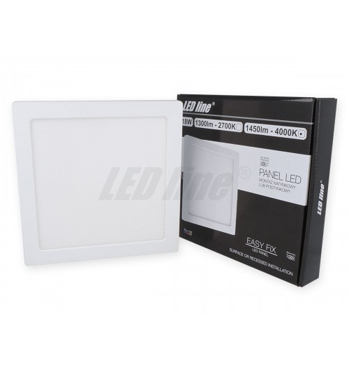 LED panelė LEDLINE EASYFIX 18W 4000K įleidžiama/virštinkinė kvadratinė