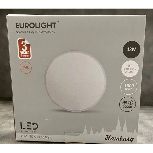 LED šviestuvas Eurolight HAMBURG 18W 4000K 1800lm IP65 IK10